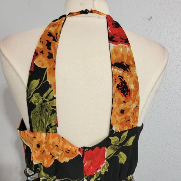 Floral maxi dress  black Sz M - Picture 9 of 9